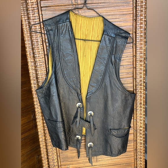 jookay Other - Vintage black leather bikers style vest by Joo-Kay brand men"s made in Ardmore